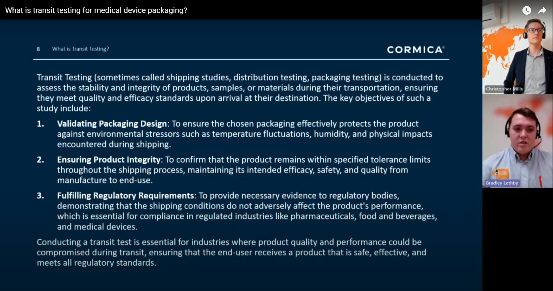 What is transit testing for medical device packaging?