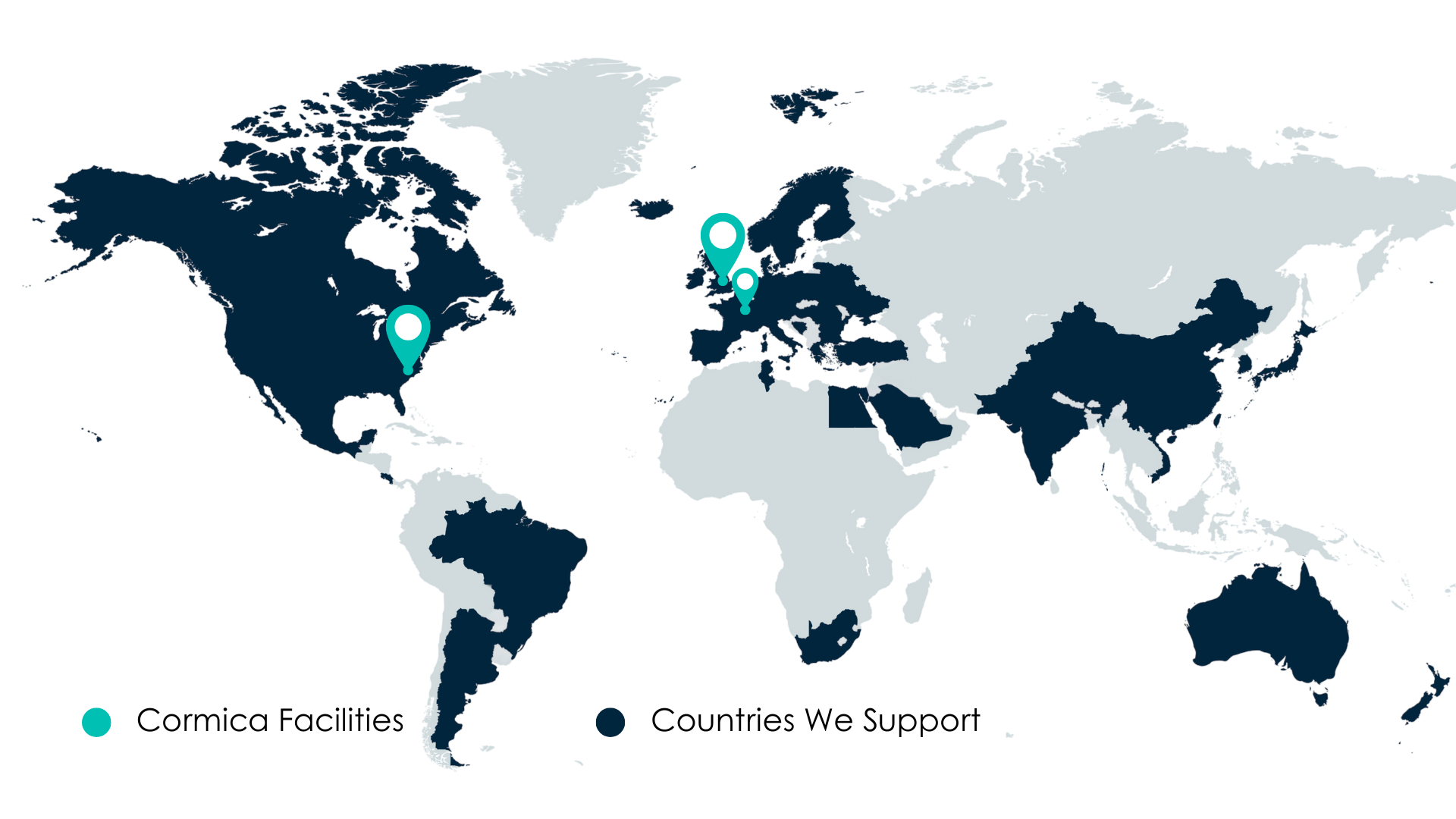 Cormica Global Facilities Map